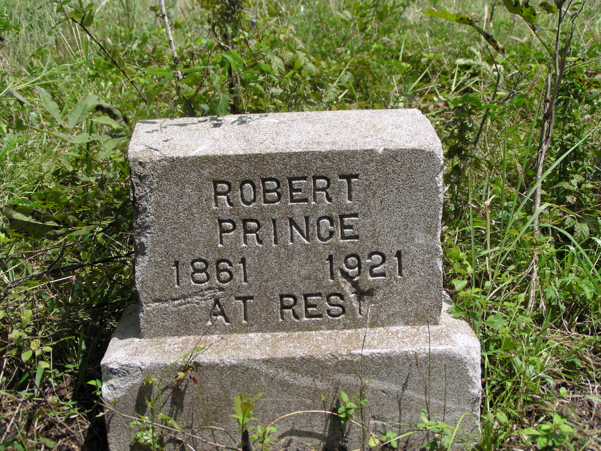 Robert Prince marker at the large Arcola Mills cemetery.